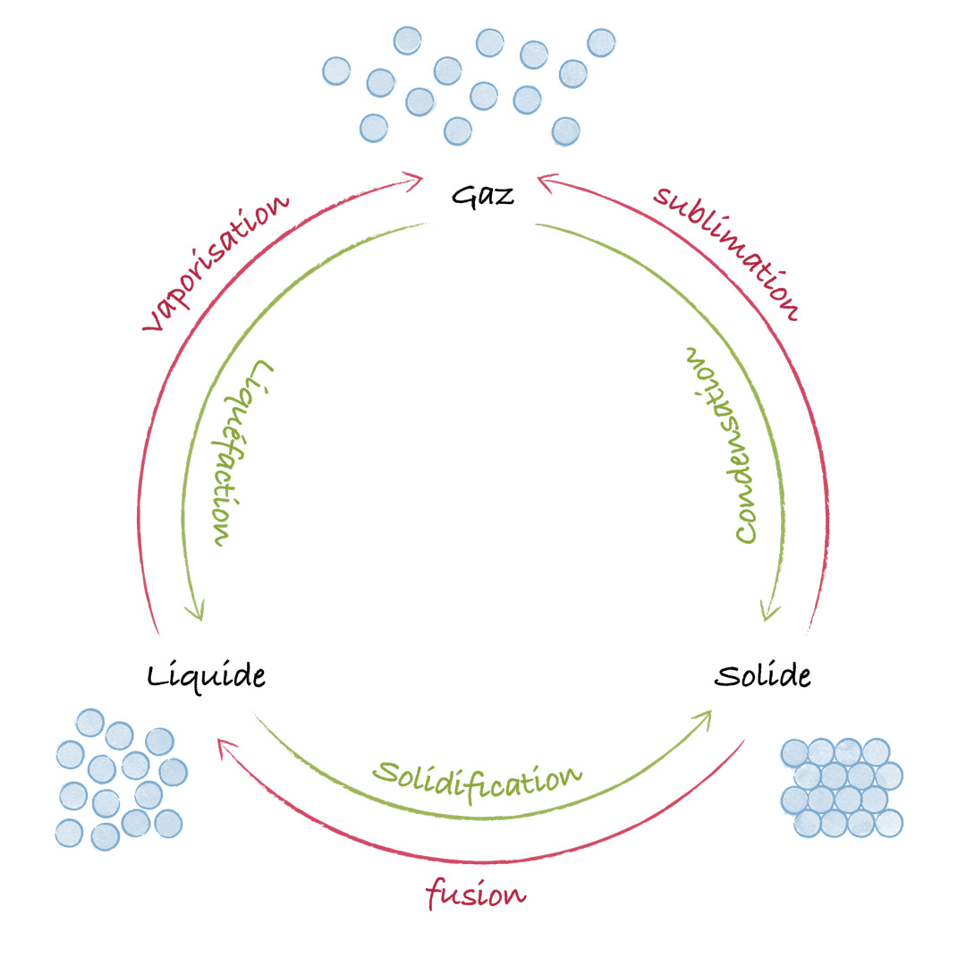 Les différents états de la matière © Maud Guillot / Réseau Canopé / Étincel www.reseau-canope.fr/etincel