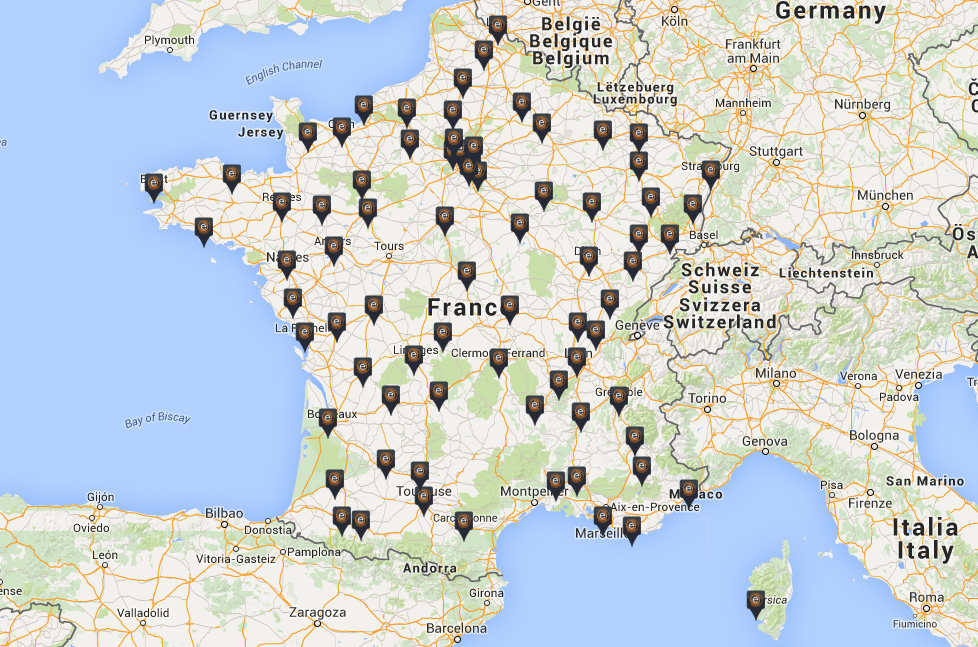 Emplacement des ambassadeurs Viaéduc sur la carte de France