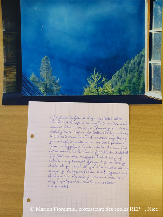 Texte d’un ou d'une élève sur une feuille.