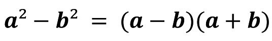 Formule mathématique : l’identité remarquable a au carré moins b au carré est égal à a moins b facteur de a plus b.