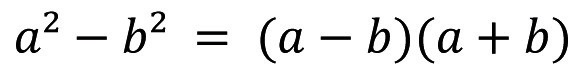 Formule mathématique : l’identité remarquable a au carré moins b au carré est égal à a moins b facteur de a plus b.