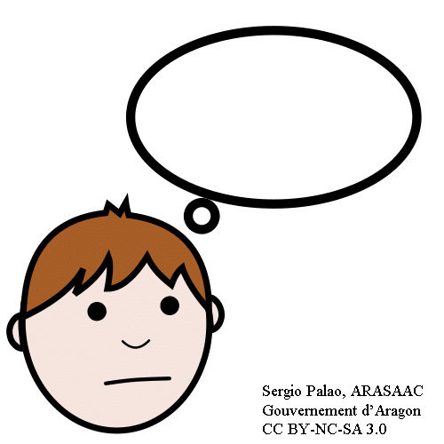 Description : personnage et bulle pensée.