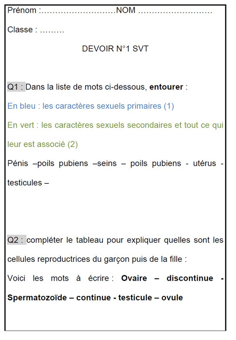 Description : exemples de fiches non adaptées et adaptées en SVT (description trop complexe).