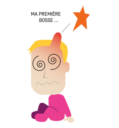 Image d’un petit garçon avec une bosse sur la tête.