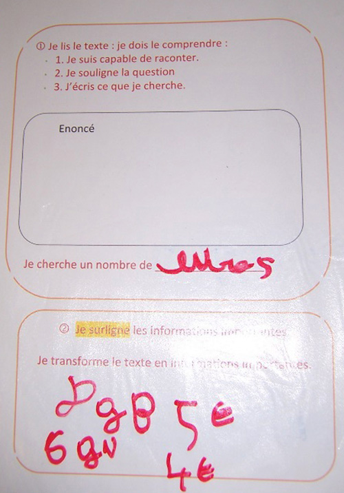 L’image est un exemple de fiche. 