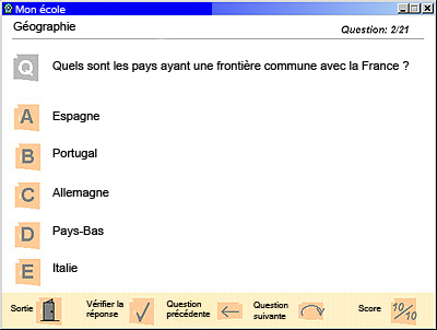 Exemple d'affichage QCM