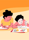 Illustration de deux élèves travaillant