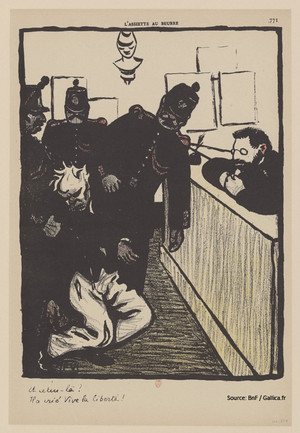 Lithographie de Valloton, « Et celui-là ? Il a crié Vive la liberté »