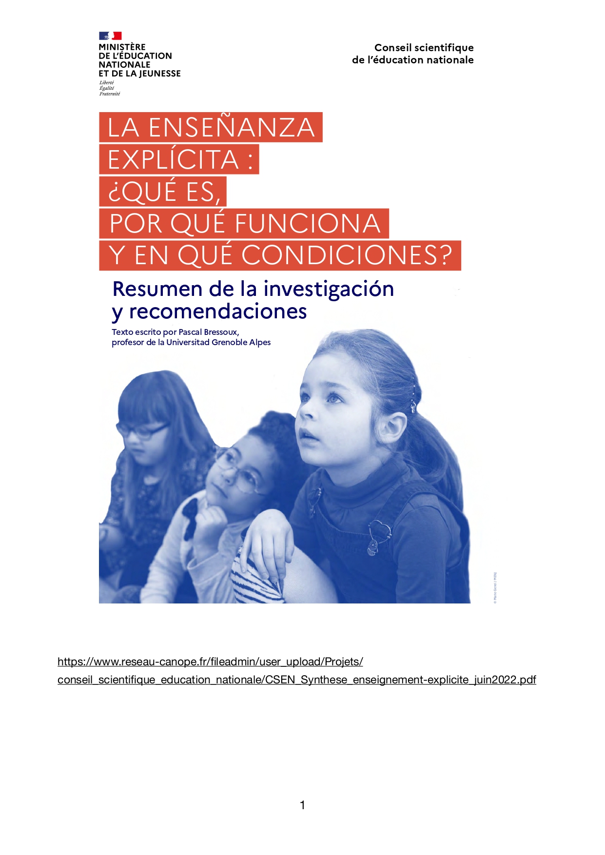 Enseñanza explícita:¿Qué es, por qué funciona y en qué condiciones? 