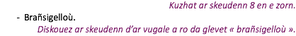 Kuzhat ar skeudenn 8 en e zorn. Brañsigelloù. Diskouez ar skeudenn d’ar vugale a ro da glevet « brañsigelloù ».