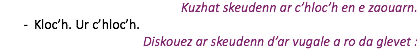 Kuzhat skeudenn ar c’hloc’h en e zaouarn. Kloc’h. Ur c’hloc’h. Diskouez ar skeudenn d’ar vugale a ro da glevet :