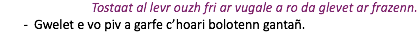 Tostaat al levr ouzh fri ar vugale a ro da glevet ar frazenn. Gwelet e vo piv a garfe c’hoari bolotenn gantañ.